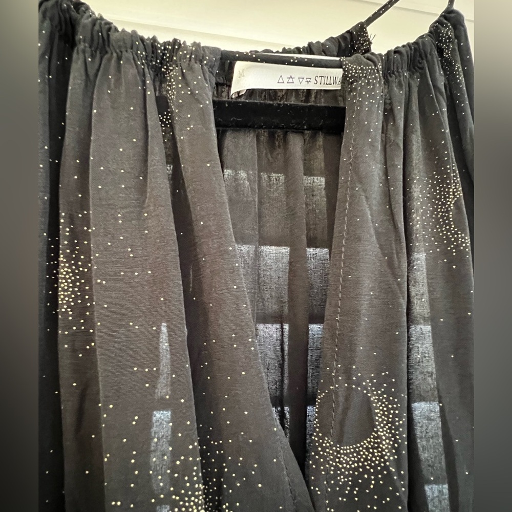 Stillwater long black dress with gold print. Size medium.